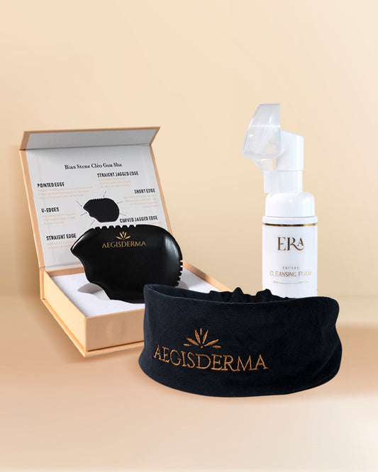 Gua Sha + Cleansing Facial Foam 1.69oz + Black Skincare Headband